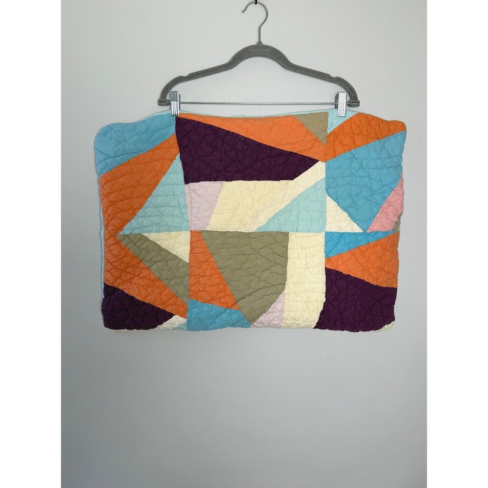 Garnet Hill Quilted Pillow Shams Set of 2 Standard Multicolor Patchwork Cotton‎
